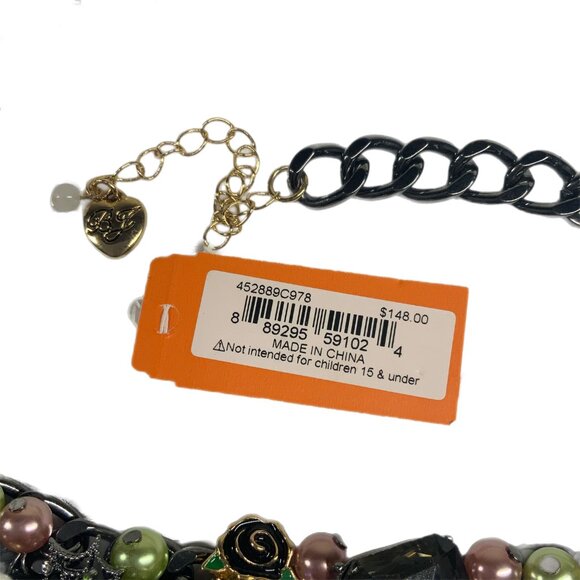 Betsey Johnson Halloween Statement Bib Necklace Skull Spider Cat Ghost Glow Bead - Picture 13 of 16